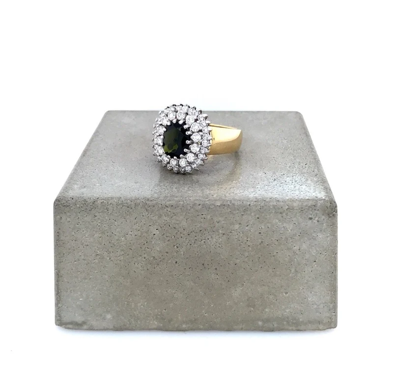 Ring Bicolor Gold 750 mit Turmalin & Brillanten