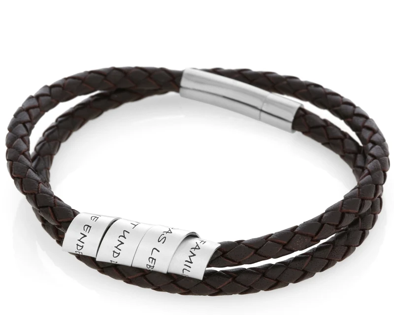 HERRRENARMBAND WICKELANHÄNGER MIT GRAVUR ARMBAND FÜR MÄNNER LEDERARMBAND