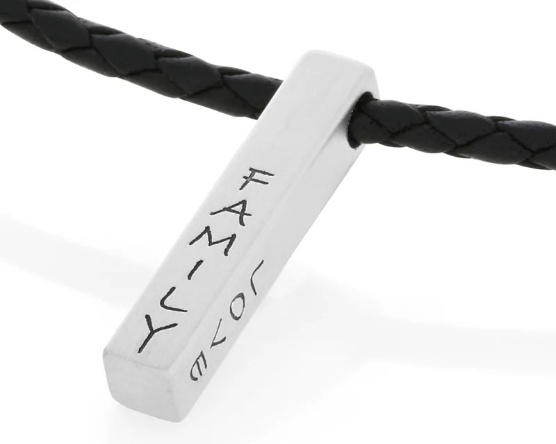 HERRENKETTE MIT GRAVUR LEDERKETTE MIT BARREN KETTE MANN PERSONALISIERT