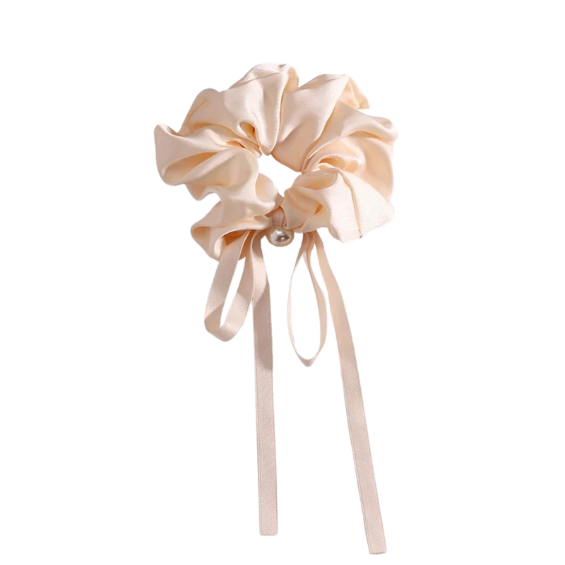 Cream Ribbon Scrunchy