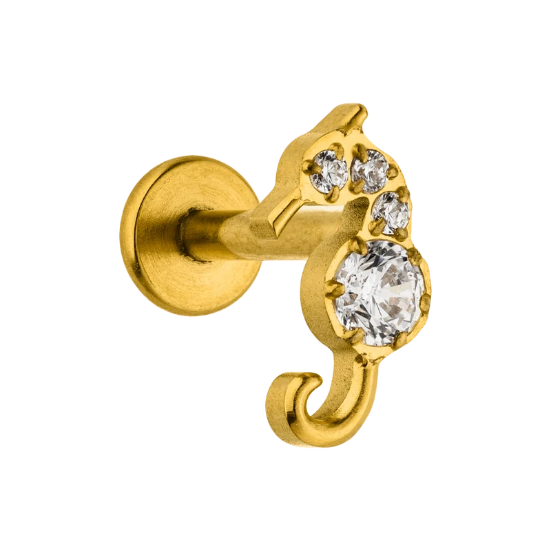 Pave Seahorse Labret Piercing - Titan