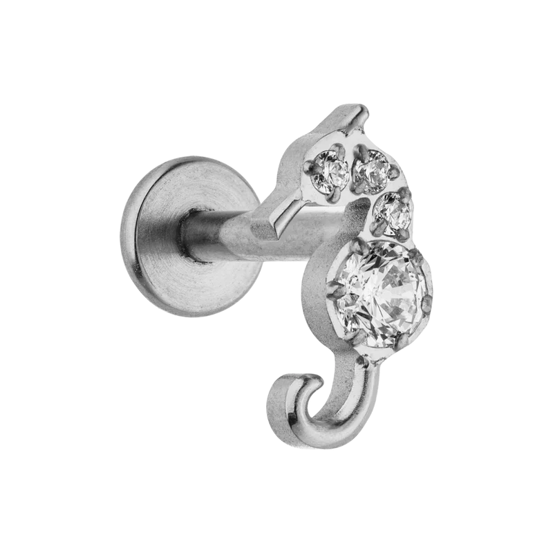 Pave Seahorse Labret Piercing - Titan