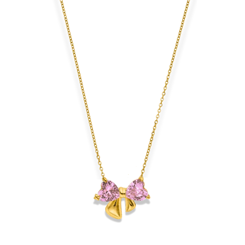 Pink Elegance Ribbon Kette 14K Vergoldet