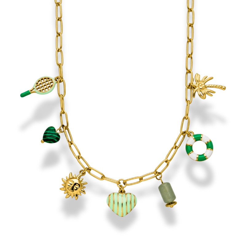 Green Heart Dream Charm Kette 14K Vergoldet