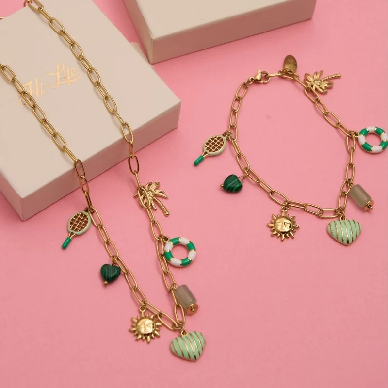 Green Heart Dream Charm Kette 14K Vergoldet