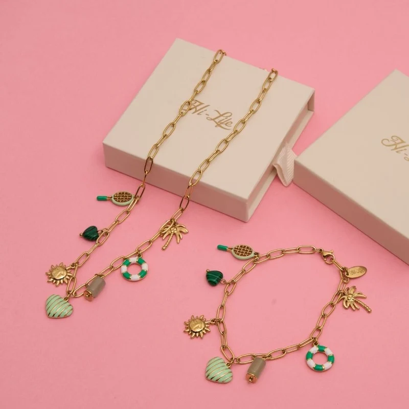 Green Heart Dream Charm Kette 14K Vergoldet