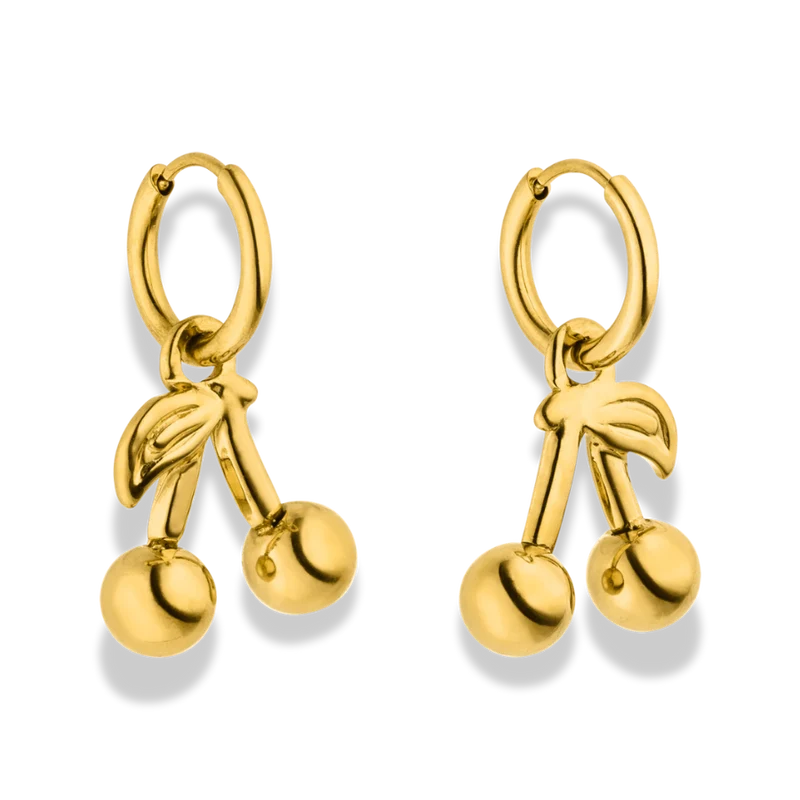 Golden Cherry Huggie Ohrringe 14K Vergoldet