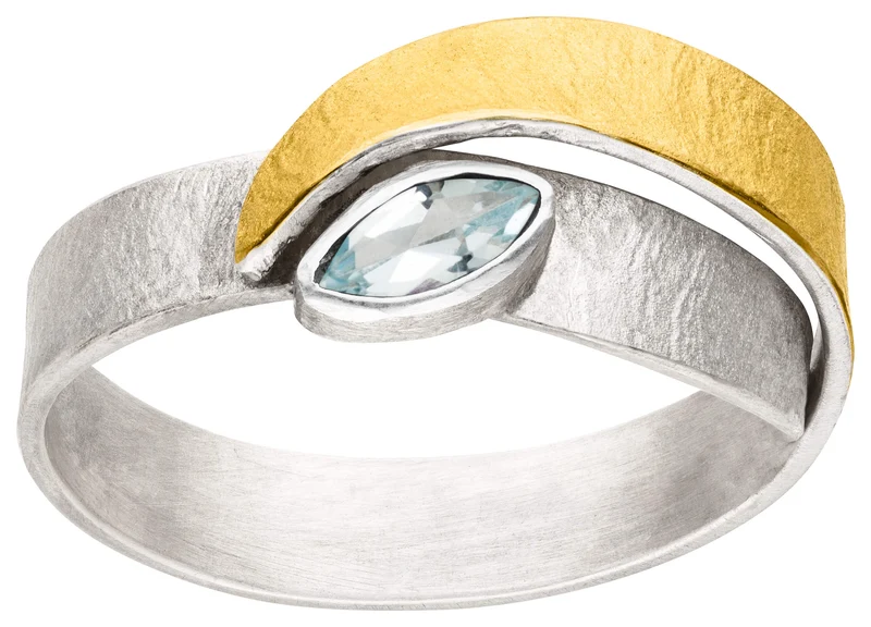 925er Silber Ring feingoldbelegt MANU R1380TO