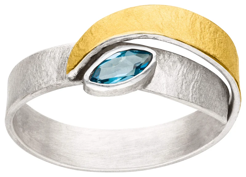 925er Silber Ring feingoldbelegt MANU R1380TL