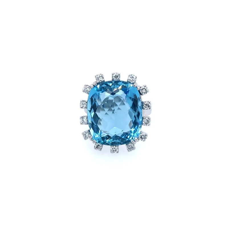 Ring Weissgold 750 mit grossem Topas & Brillanten