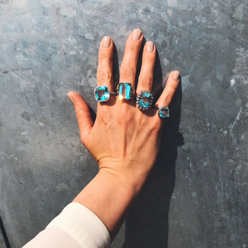 Ring Weissgold 750 mit grossem Topas & Brillanten