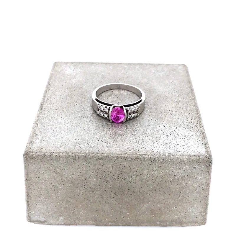 Ring Weissgold 585 mit Turmalin & Brillanten