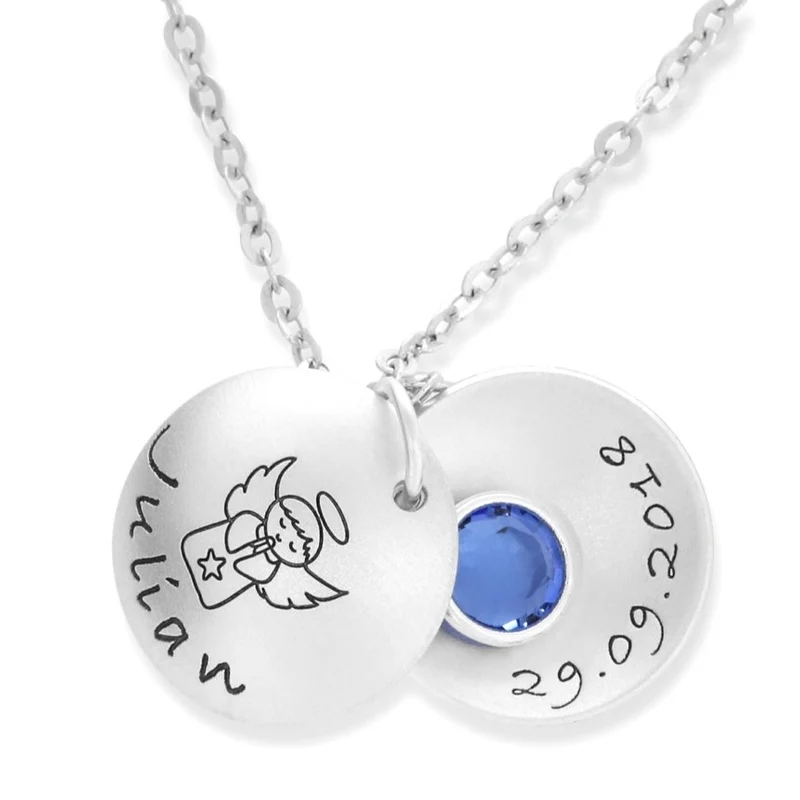 TAUFMEDAILLON MIT GRAVUR TAUFKETTE MIT ENGEL TAUFSCHMUCK 925 SILBER JUNGE