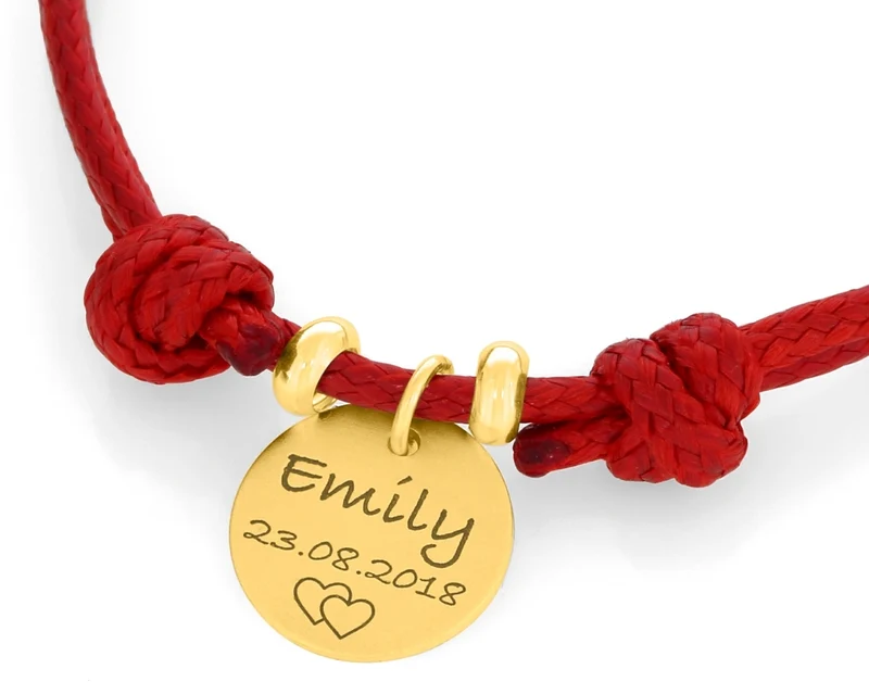 ARMKETTCHEN MIT NAMEN, ANHÄNGER MIT GRAVUR VERGOLDET, GESCHENK TAUFE