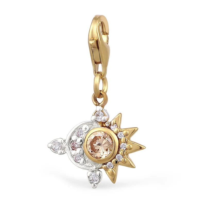 Charm Sonne Bicolor | Zirkonia (Weiß & Gold)