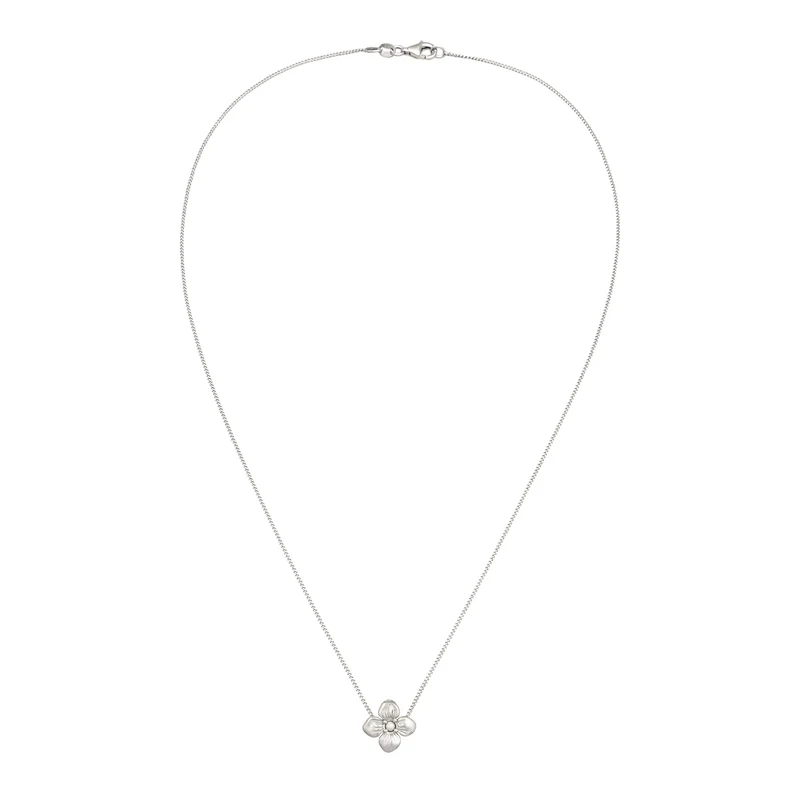 Halskette Blume | Synthetische Perle (Weiß)