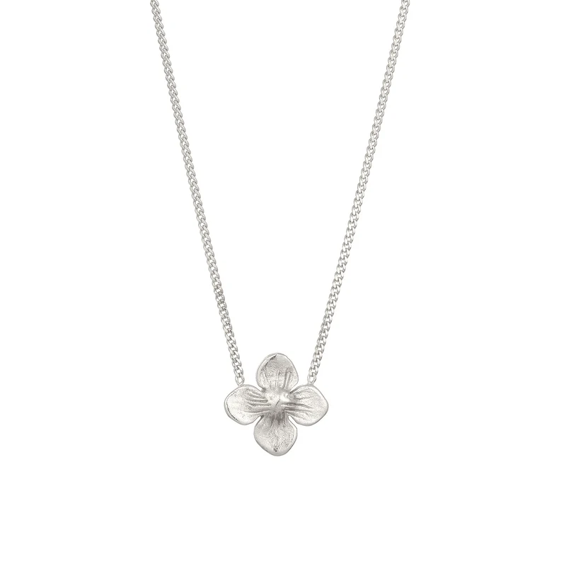 Halskette Blume | Synthetische Perle (Weiß)