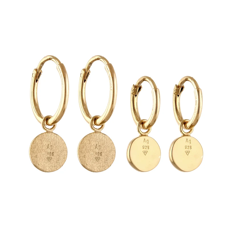 Creolen Set Plättchen | Achat (Rot)