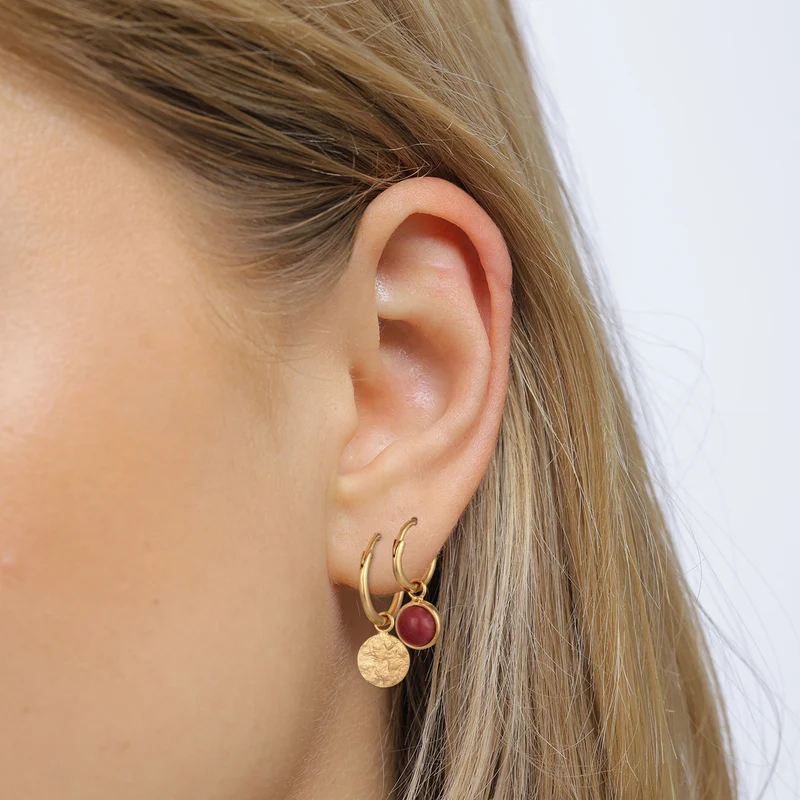 Creolen Set Plättchen | Achat (Rot)