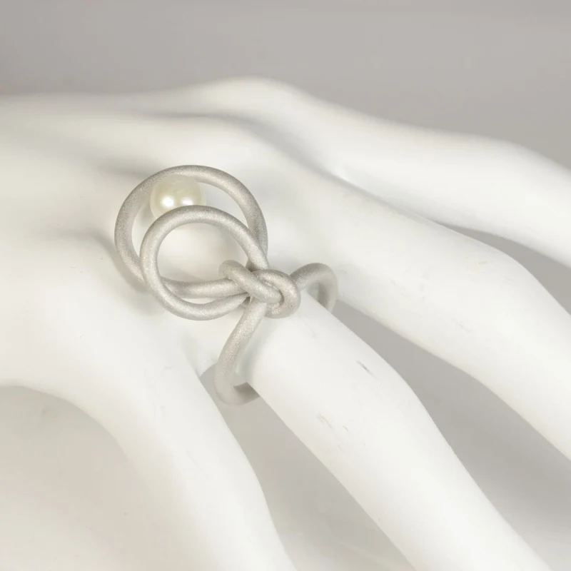 925er Silber Ring Knotenschmuck Knoten RIN-6 Perle