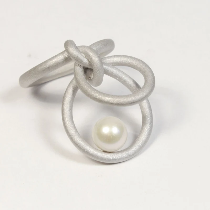 925er Silber Ring Knotenschmuck Knoten RIN-6 Perle