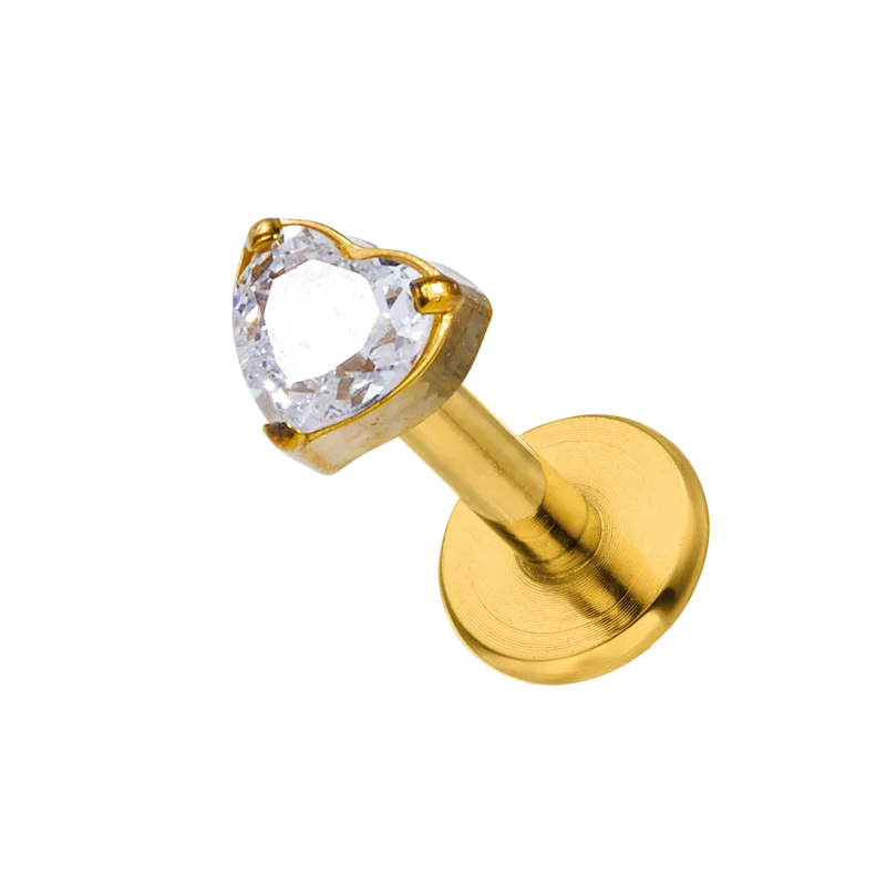 Crystal Heart Labret Piercing - Titan