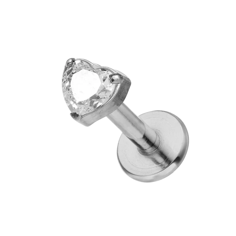 Crystal Heart Labret Piercing - Titan