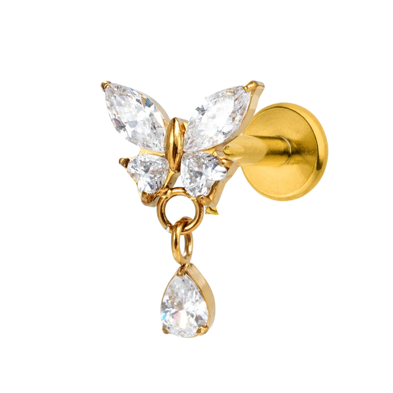Dangle Butterfly Labret Piercing - Titan