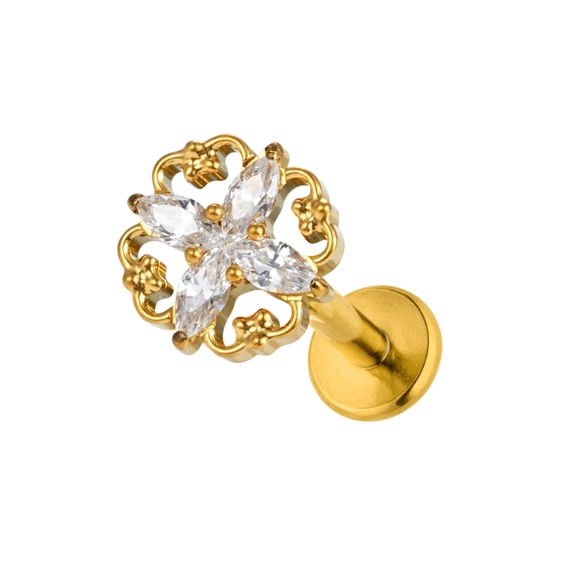 Elegance Flower Labret Piercing - Titan