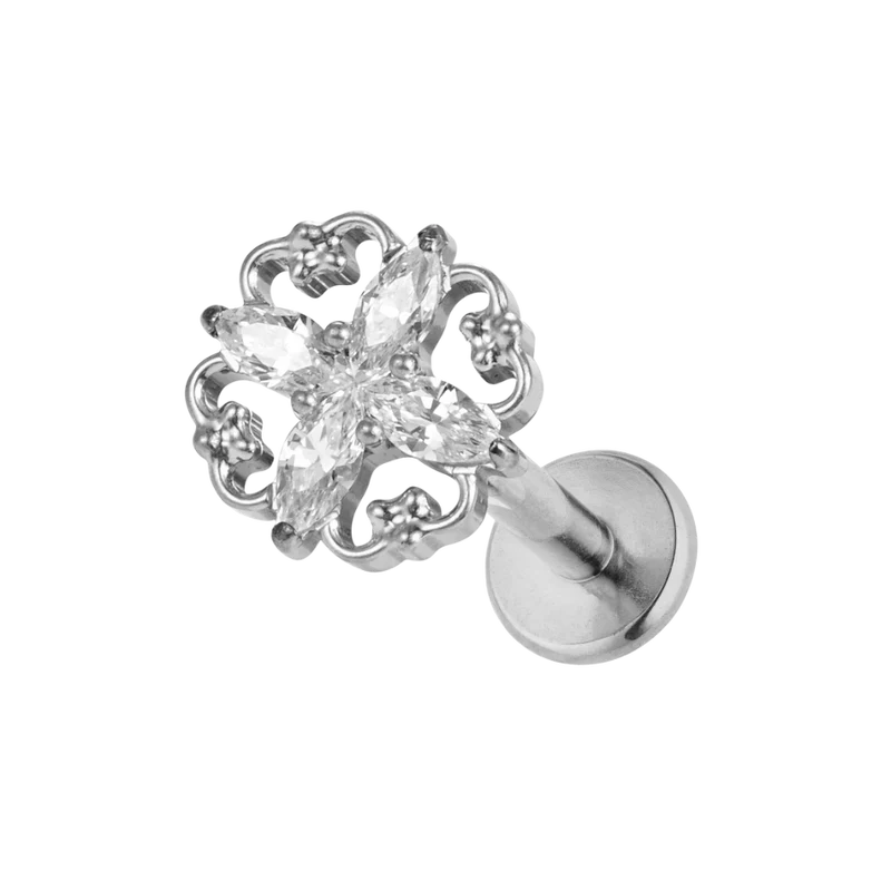 Elegance Flower Labret Piercing - Titan