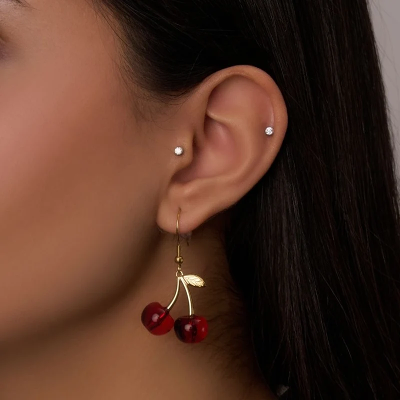 Elegant Cherry Ohrringe 14K Vergoldet