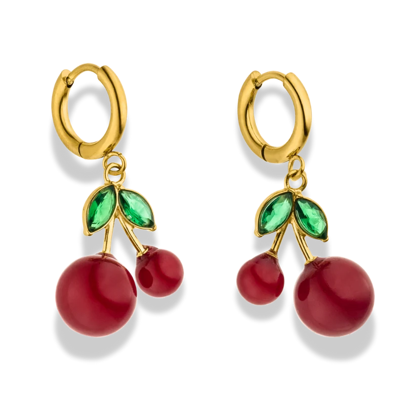 Cherry Huggie Ohrringe 14K Vergoldet