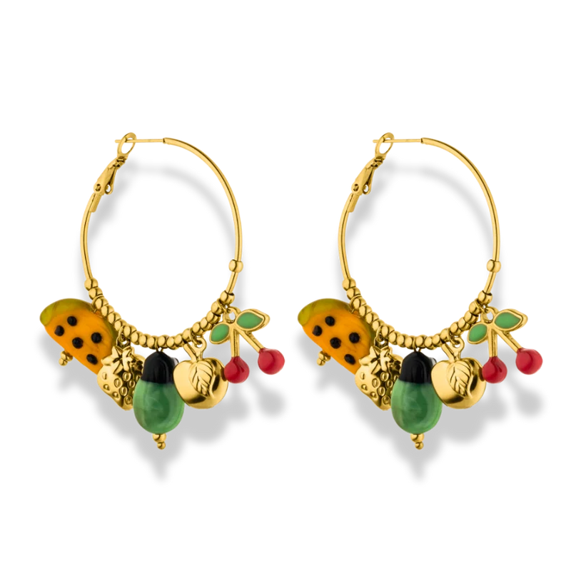 Cherry & Friends Hoop Ohrringe 14K Vergoldet