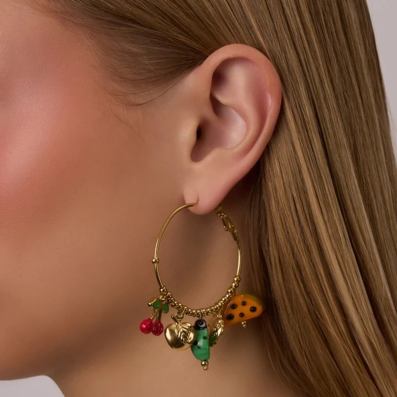Cherry & Friends Hoop Ohrringe 14K Vergoldet