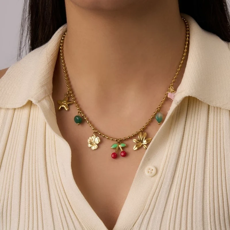 Cherry & Friends Charm Kette 14K Vergoldet