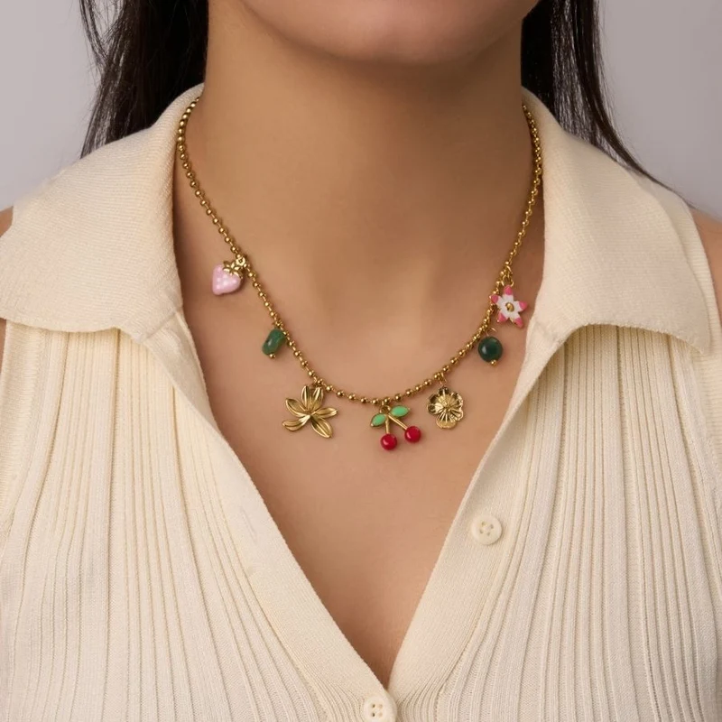 Cherry & Friends Charm Kette 14K Vergoldet
