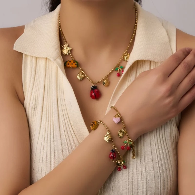Cherry & Friends Charm Armband 14K Vergoldet