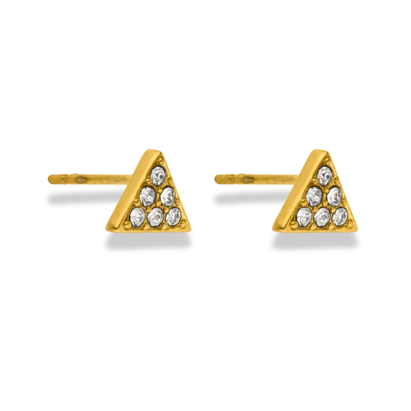 Pave Triangle Ohrstecker 14K Vergoldet
