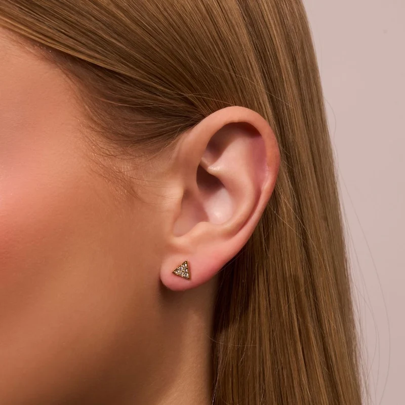 Pave Triangle Ohrstecker 14K Vergoldet