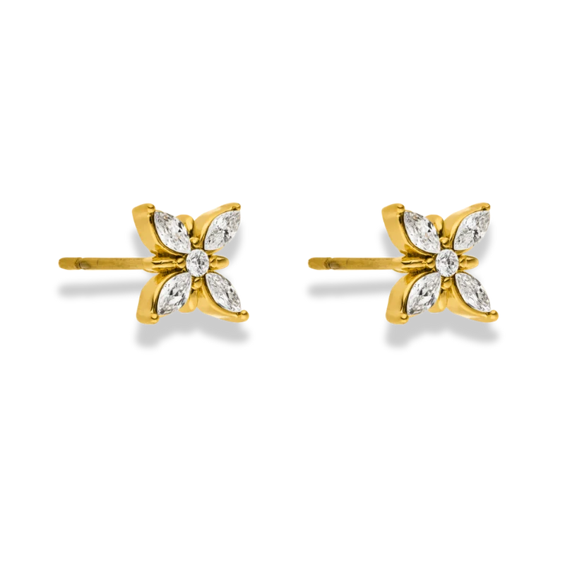 Marquise Flower Ohrstecker 14K Vergoldet