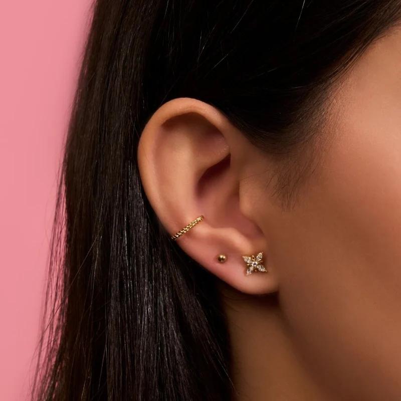 Marquise Flower Ohrstecker 14K Vergoldet
