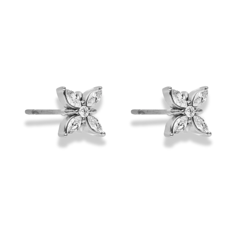 Marquise Flower Ohrstecker 14K Vergoldet