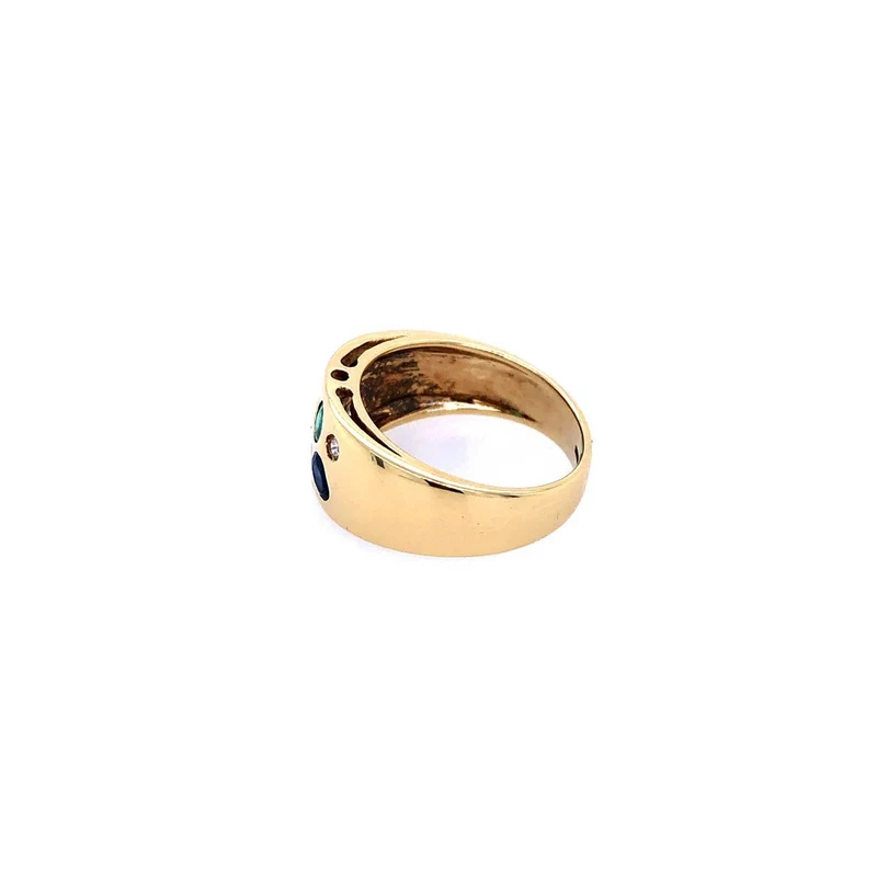 Ring Gelbgold 750 mit Rubin, Safiren, Smaragd & Brillanten