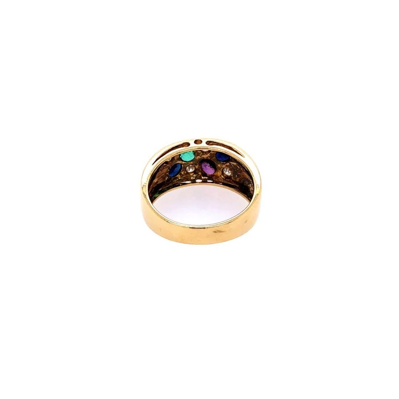 Ring Gelbgold 750 mit Rubin, Safiren, Smaragd & Brillanten