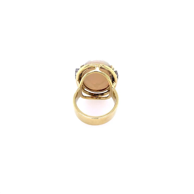 Ring Bicolor Gold 585 mit grossem Opal & Brillanten