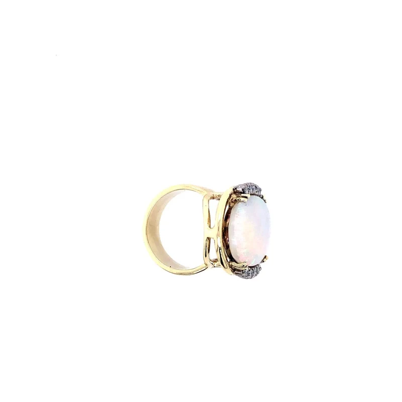 Ring Bicolor Gold 585 mit grossem Opal & Brillanten