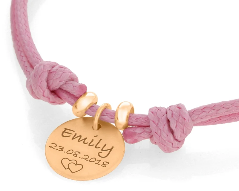 ANHÄNGER ROSÉ VERGOLDET, NAMENSARMBAND FÜR KINDER, SCHMUCK ROSÉ