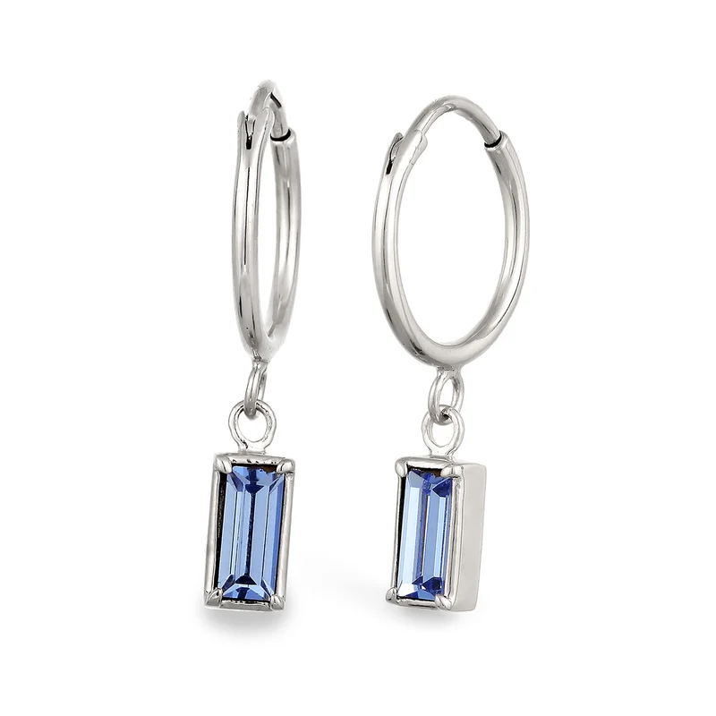 Creolen Rechteck | Mit Kristallen von Swarovski® (Blau)
