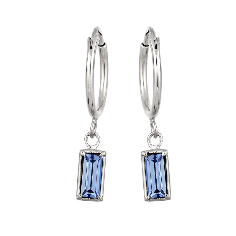 Creolen Rechteck | Mit Kristallen von Swarovski® (Blau)