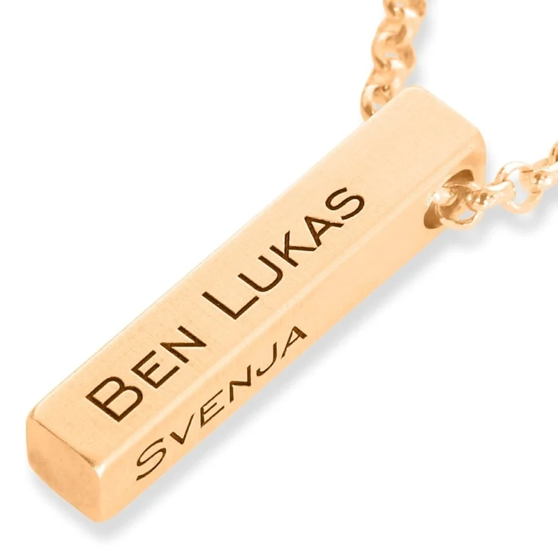 ROSÉ VERGOLDETE KETTE MIT GRAVUR ANHÄNGER, GESCHENK MANN